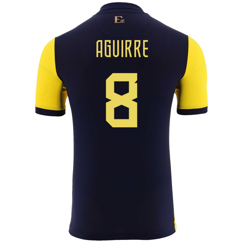 Børn Ecuador Marthina Aguirre #8 Gul Hjemmebane Spillertrøjer 24-26 Trøje T-Shirt