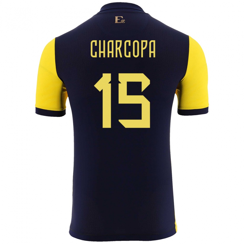 Børn Ecuador Nicole Charcopa #15 Gul Hjemmebane Spillertrøjer 24-26 Trøje T-Shirt