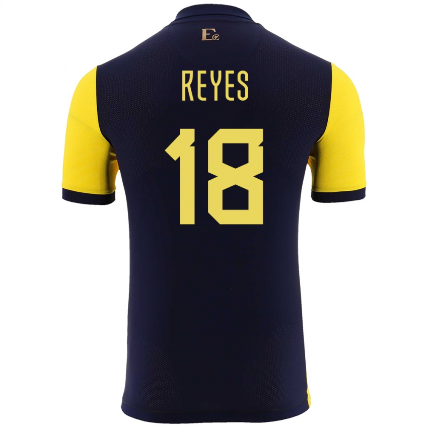 Børn Ecuador Ashley Reyes #18 Gul Hjemmebane Spillertrøjer 24-26 Trøje T-Shirt