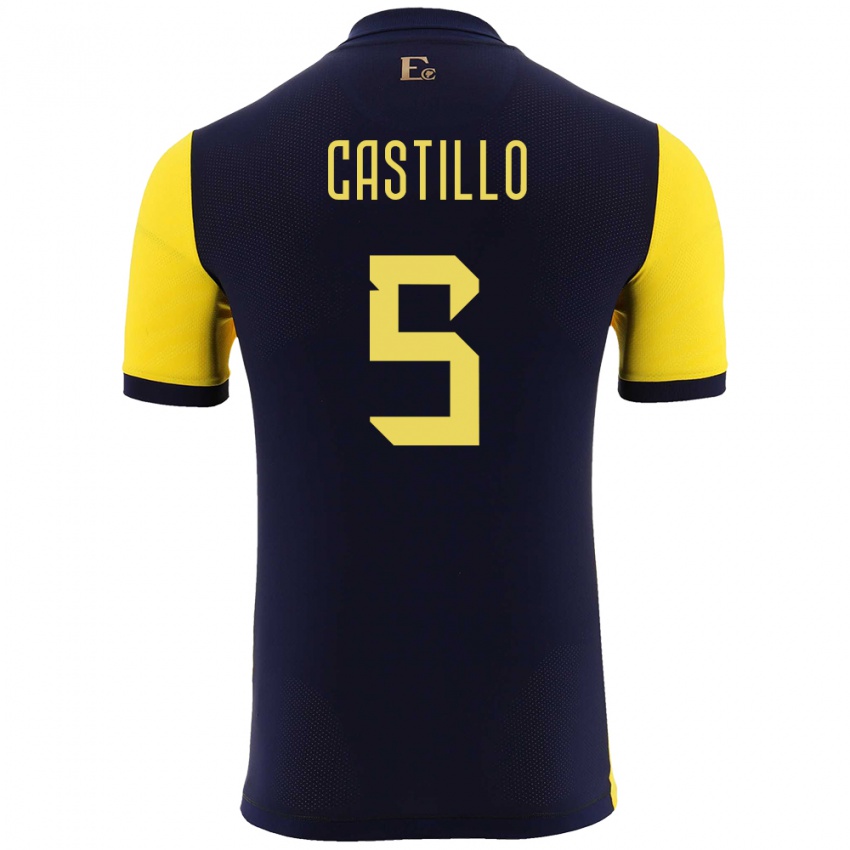 Børn Ecuador Denil Castillo #5 Gul Hjemmebane Spillertrøjer 24-26 Trøje T-Shirt