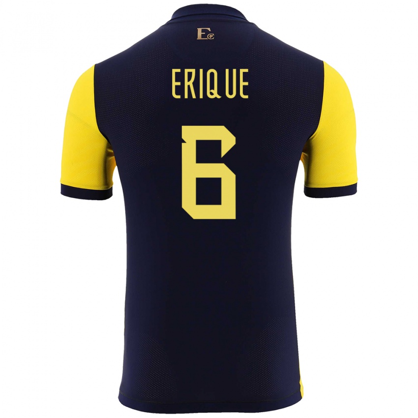Børn Ecuador Yeltzin Erique #6 Gul Hjemmebane Spillertrøjer 24-26 Trøje T-Shirt