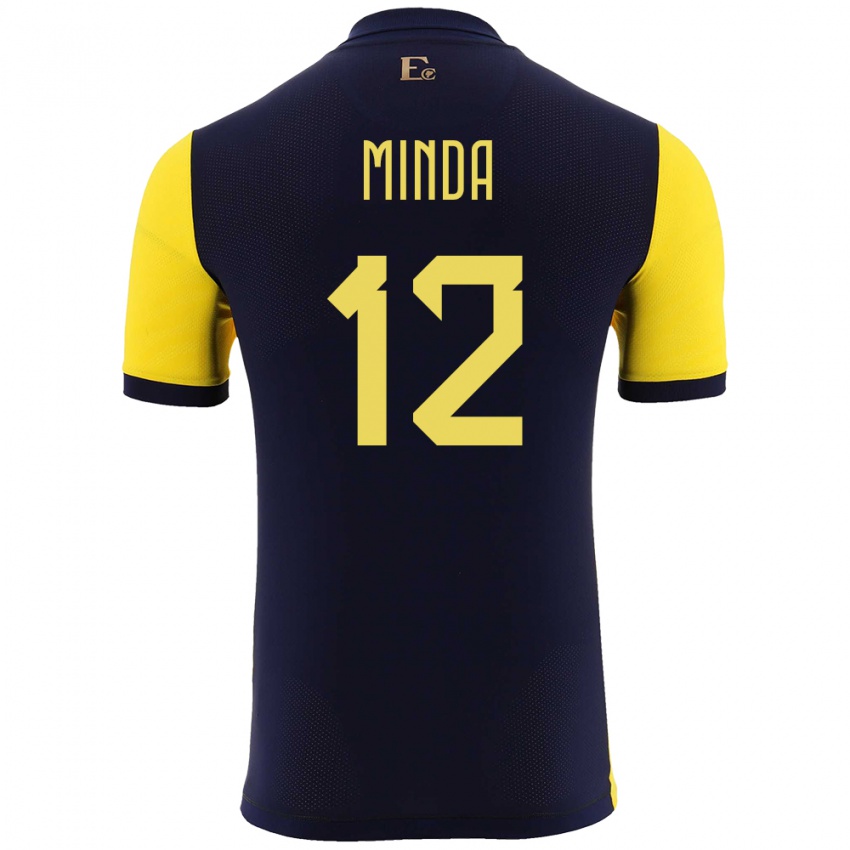Børn Ecuador Ethan Minda #12 Gul Hjemmebane Spillertrøjer 24-26 Trøje T-Shirt
