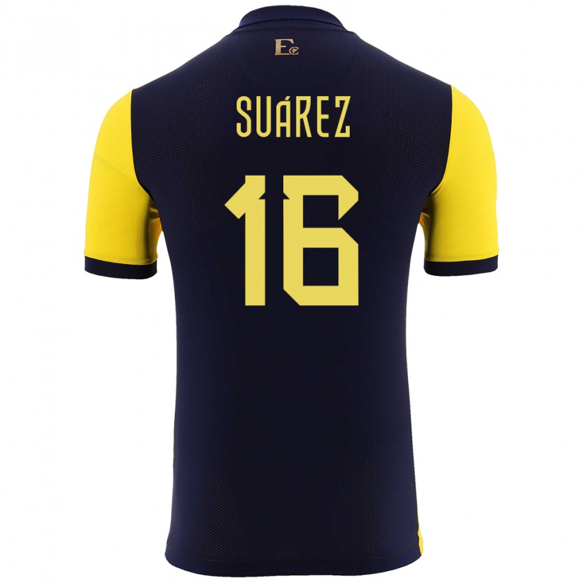 Børn Ecuador Ariel Suarez #16 Gul Hjemmebane Spillertrøjer 24-26 Trøje T-Shirt