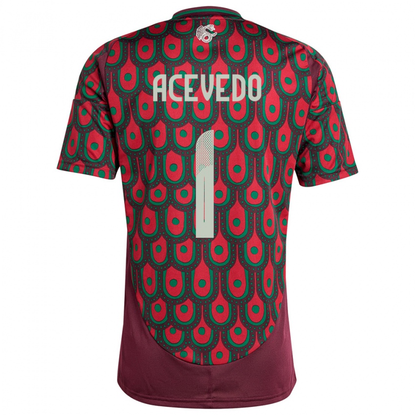 Børn Mexico Carlos Acevedo #1 Rødbrun Hjemmebane Spillertrøjer 24-26 Trøje T-Shirt