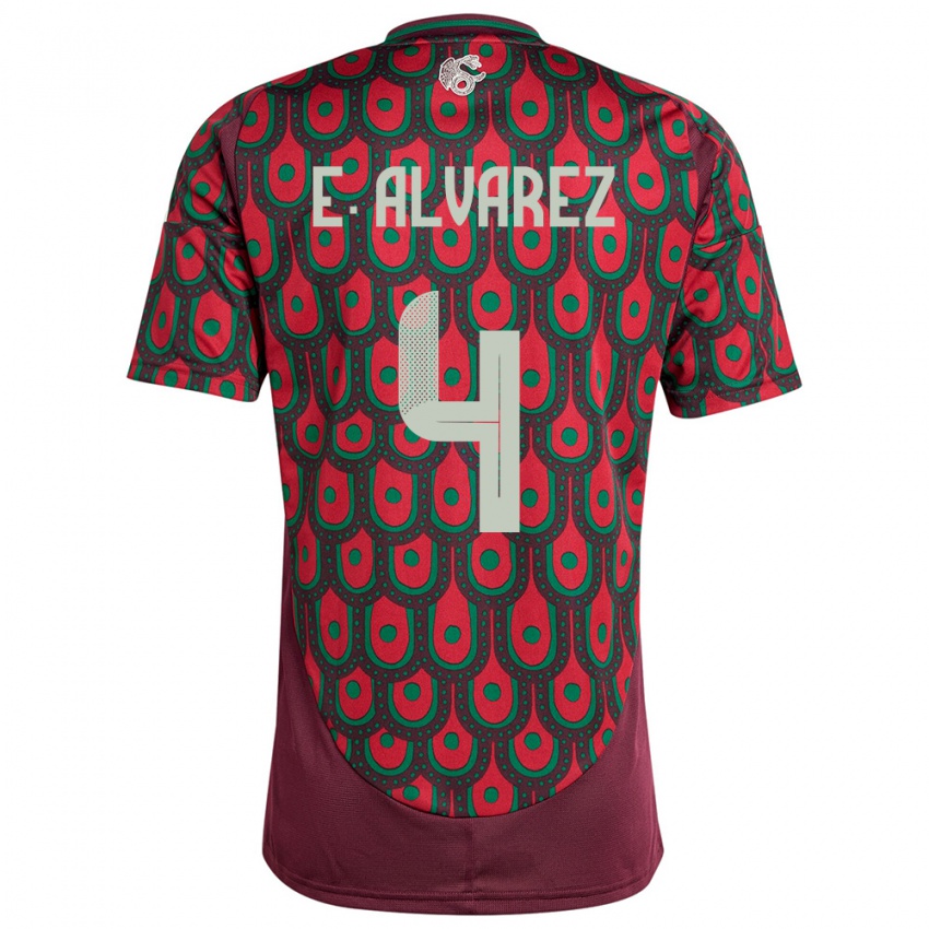 Børn Mexico Edson Alvarez #4 Rødbrun Hjemmebane Spillertrøjer 24-26 Trøje T-Shirt