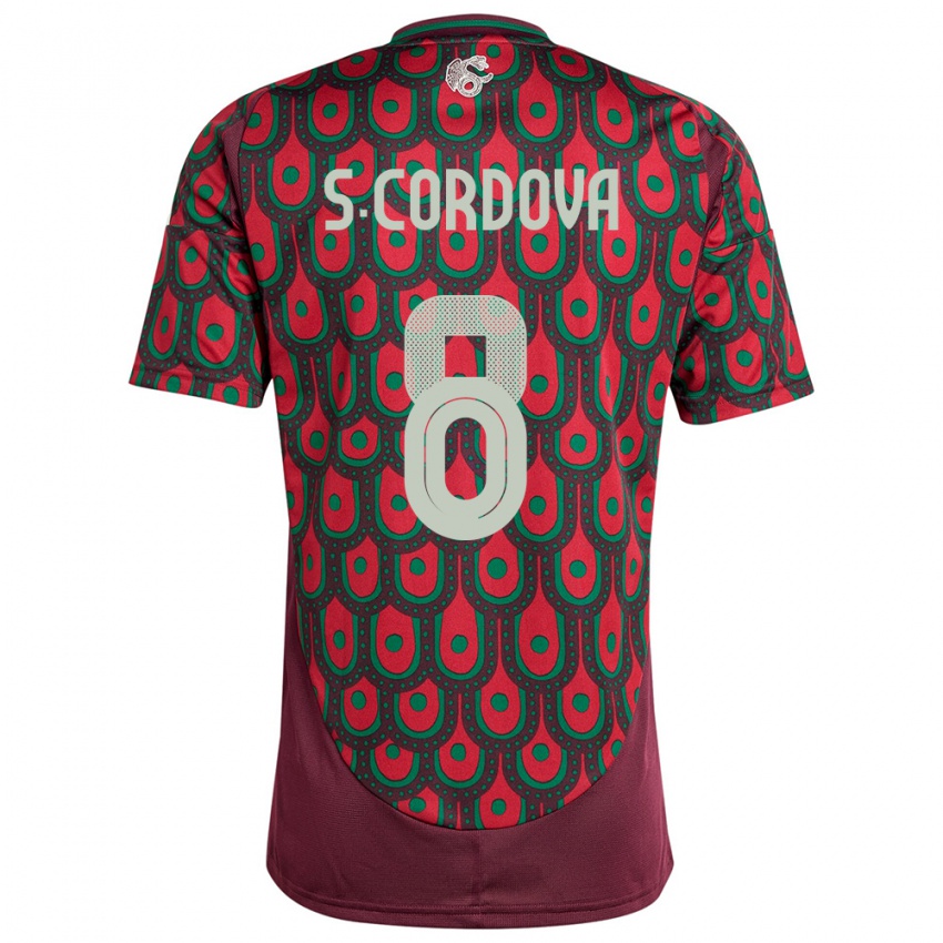 Børn Mexico Sebastian Cordova #8 Rødbrun Hjemmebane Spillertrøjer 24-26 Trøje T-Shirt