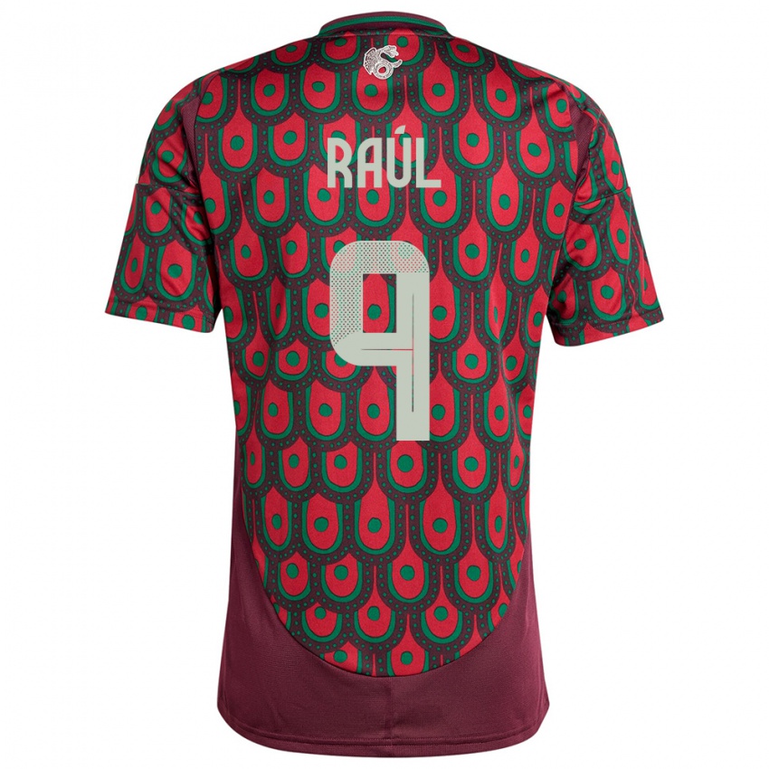 Børn Mexico Raul Jimenez #9 Rødbrun Hjemmebane Spillertrøjer 24-26 Trøje T-Shirt