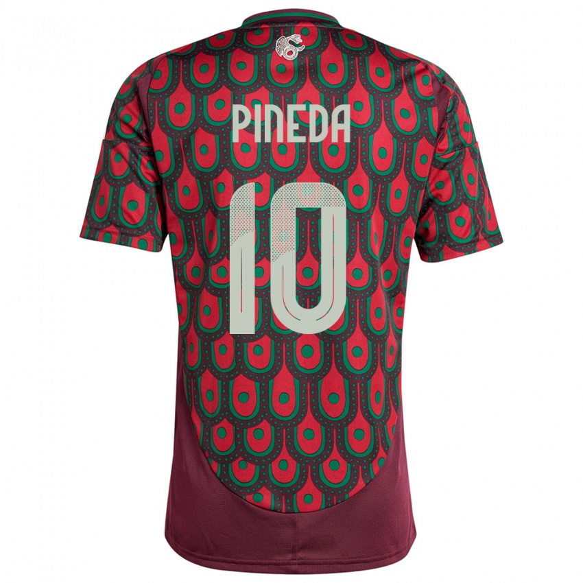 Børn Mexico Orbelin Pineda #10 Rødbrun Hjemmebane Spillertrøjer 24-26 Trøje T-Shirt