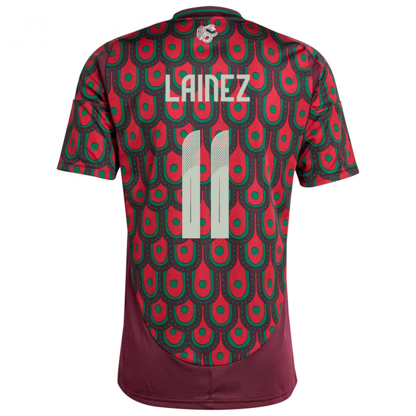 Børn Mexico Diego Lainez #11 Rødbrun Hjemmebane Spillertrøjer 24-26 Trøje T-Shirt