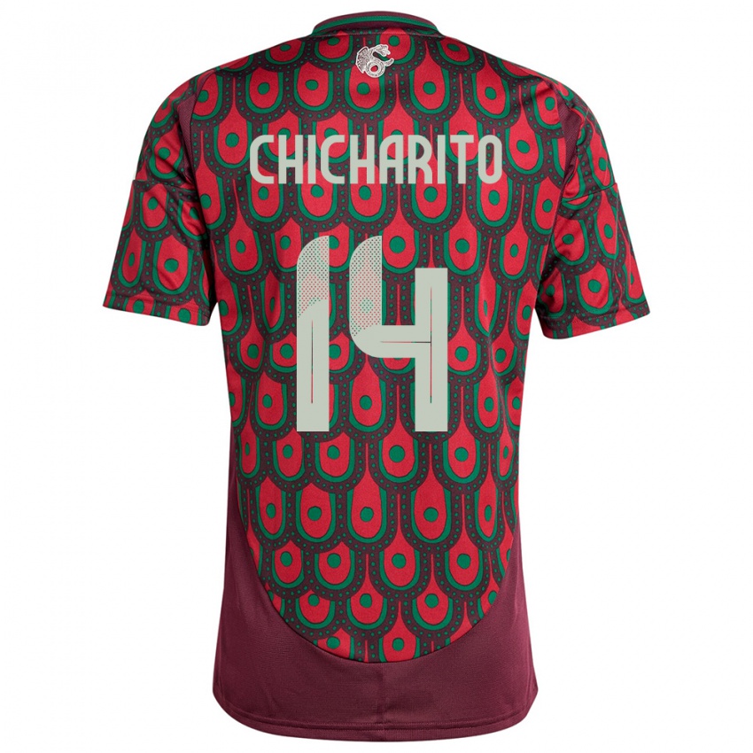 Børn Mexico Chicharito #14 Rødbrun Hjemmebane Spillertrøjer 24-26 Trøje T-Shirt