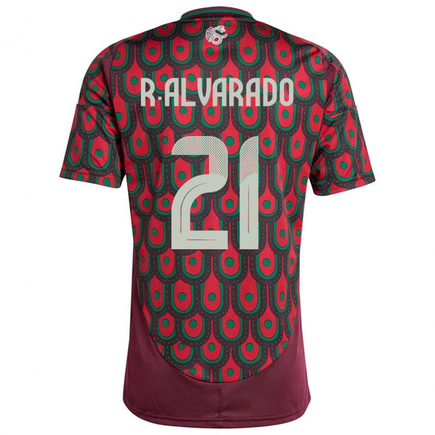 Børn Mexico Roberto Alvarado #21 Rødbrun Hjemmebane Spillertrøjer 24-26 Trøje T-Shirt