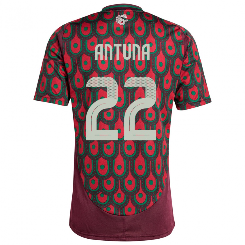 Børn Mexico Uriel Antuna #22 Rødbrun Hjemmebane Spillertrøjer 24-26 Trøje T-Shirt