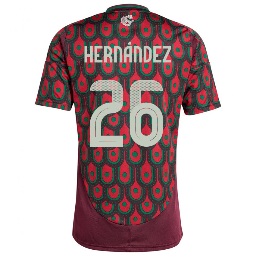 Børn Mexico Nicolette Hernandez #26 Rødbrun Hjemmebane Spillertrøjer 24-26 Trøje T-Shirt