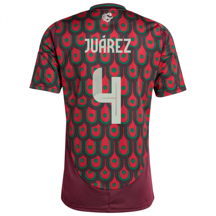 Børn Mexico Ramon Juarez #4 Rødbrun Hjemmebane Spillertrøjer 24-26 Trøje T-Shirt