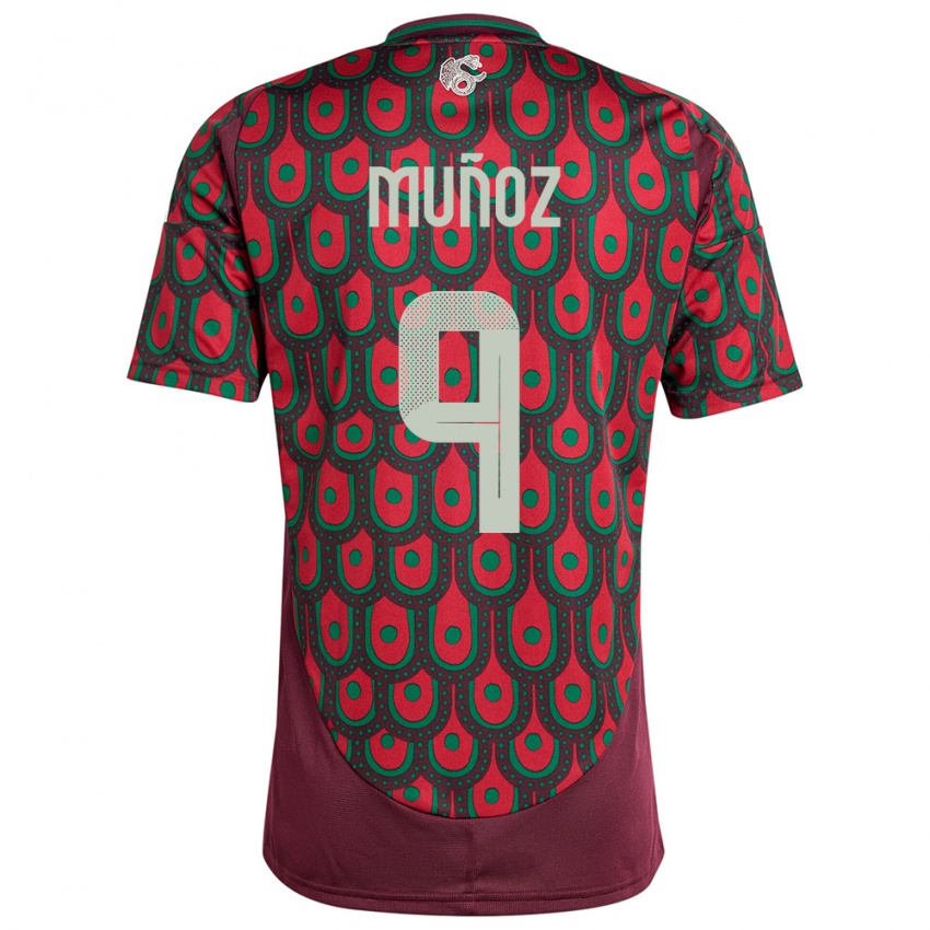 Børn Mexico Santiago Munoz #9 Rødbrun Hjemmebane Spillertrøjer 24-26 Trøje T-Shirt