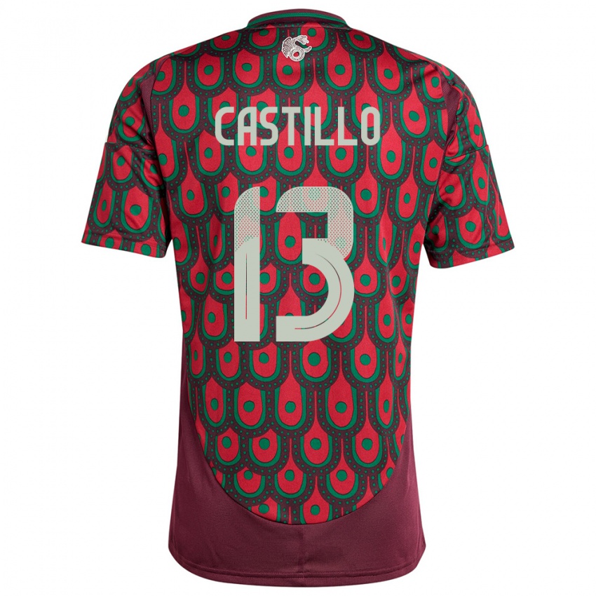 Børn Mexico Jose Castillo #13 Rødbrun Hjemmebane Spillertrøjer 24-26 Trøje T-Shirt