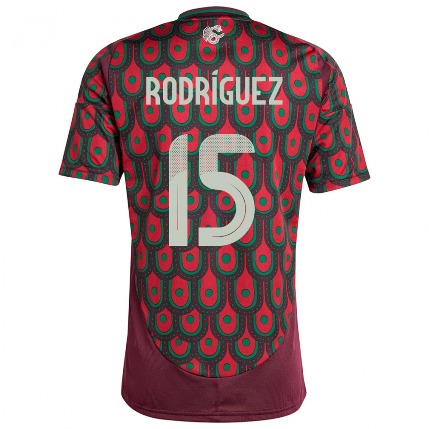 Børn Mexico Jorge Rodriguez #15 Rødbrun Hjemmebane Spillertrøjer 24-26 Trøje T-Shirt