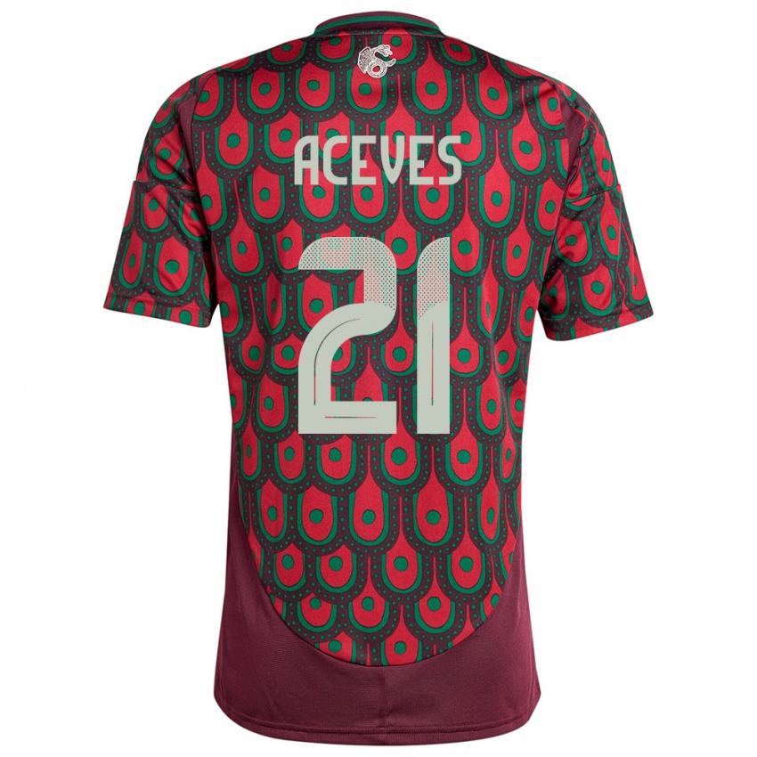 Børn Mexico Daniel Aceves #21 Rødbrun Hjemmebane Spillertrøjer 24-26 Trøje T-Shirt
