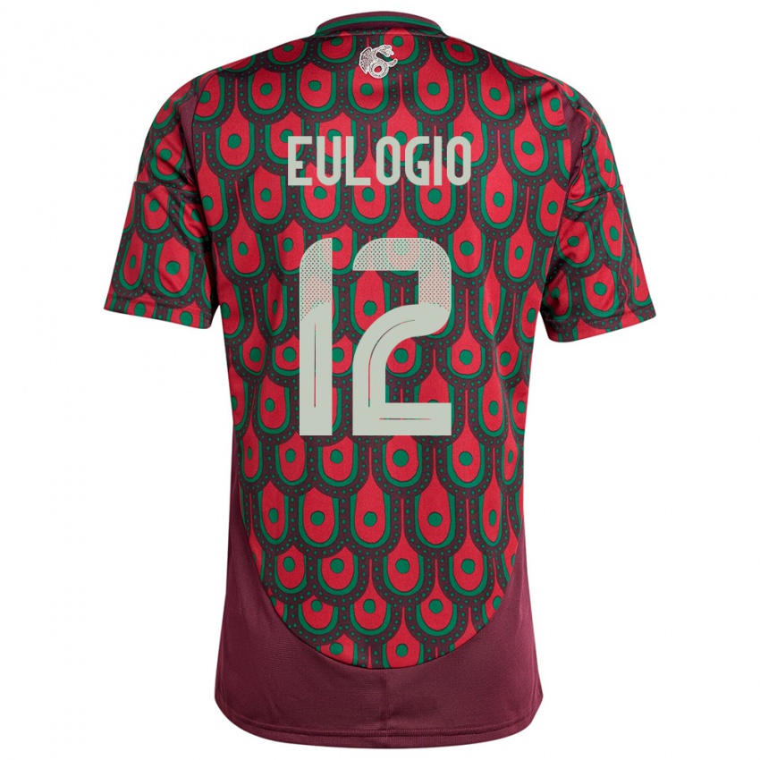 Børn Mexico Jose Eulogio #12 Rødbrun Hjemmebane Spillertrøjer 24-26 Trøje T-Shirt