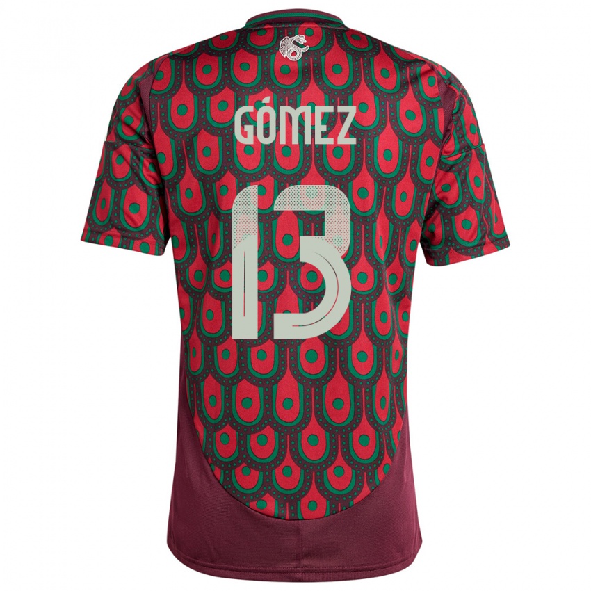 Børn Mexico Diego Gomez #13 Rødbrun Hjemmebane Spillertrøjer 24-26 Trøje T-Shirt