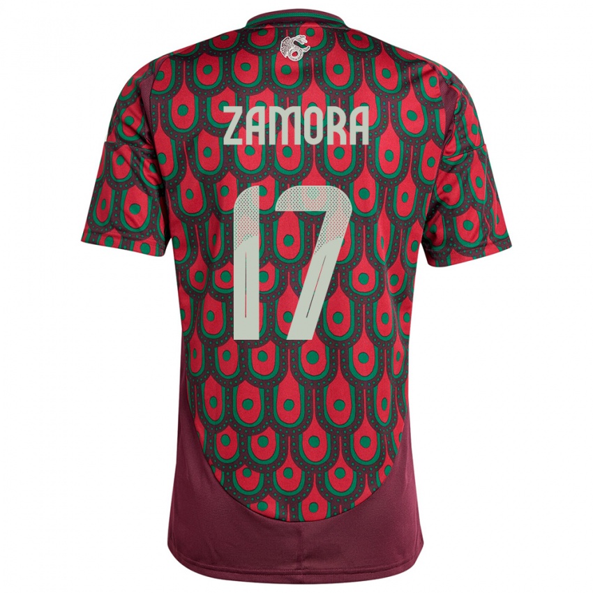 Børn Mexico Saul Zamora #17 Rødbrun Hjemmebane Spillertrøjer 24-26 Trøje T-Shirt