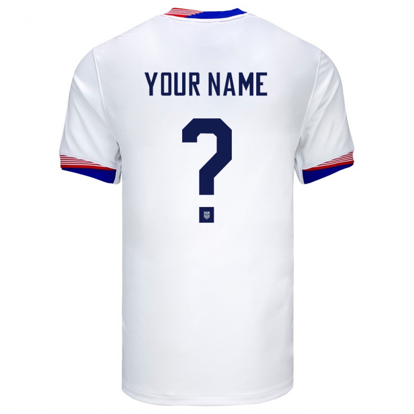 Børn Usa Dit Navn #0 Hvid Hjemmebane Spillertrøjer 24-26 Trøje T-Shirt