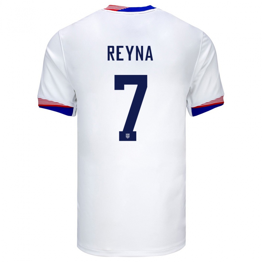 Børn Usa Giovanni Reyna #7 Hvid Hjemmebane Spillertrøjer 24-26 Trøje T-Shirt