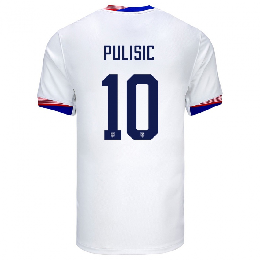 Børn Usa Christian Pulisic #10 Hvid Hjemmebane Spillertrøjer 24-26 Trøje T-Shirt