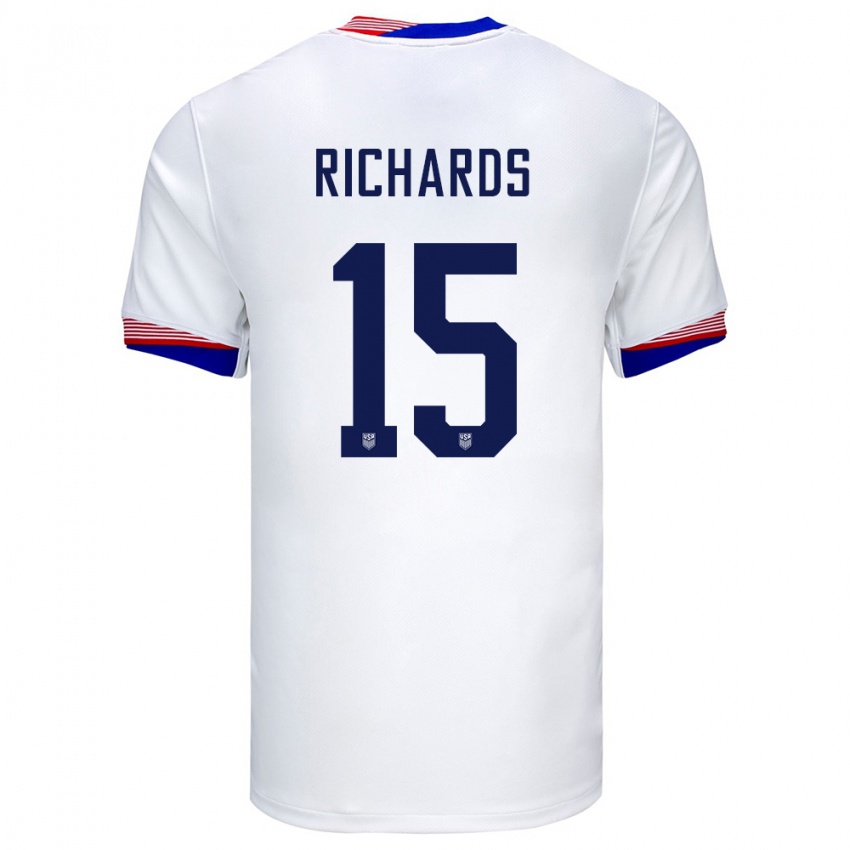 Børn Usa Chris Richards #15 Hvid Hjemmebane Spillertrøjer 24-26 Trøje T-Shirt