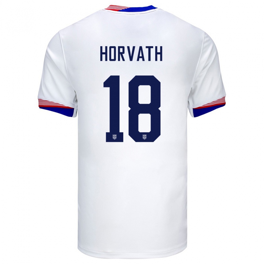 Børn Usa Ethan Horvath #18 Hvid Hjemmebane Spillertrøjer 24-26 Trøje T-Shirt