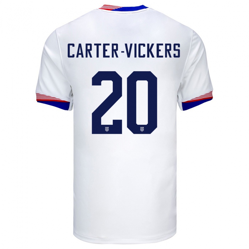 Børn Usa Cameron Carter-Vickers #20 Hvid Hjemmebane Spillertrøjer 24-26 Trøje T-Shirt