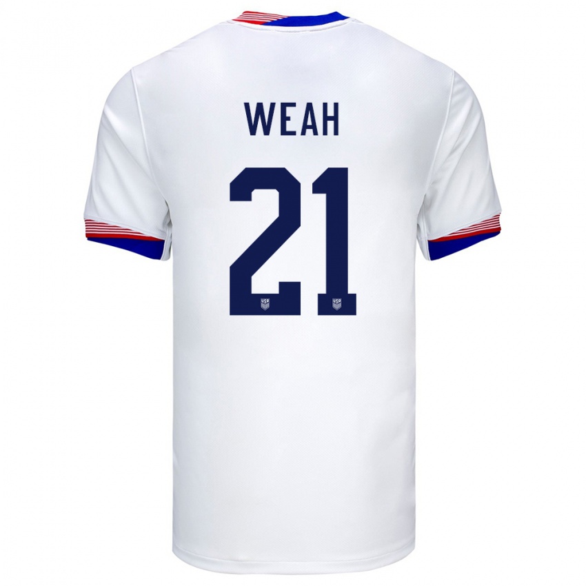 Børn Usa Timothy Weah #21 Hvid Hjemmebane Spillertrøjer 24-26 Trøje T-Shirt