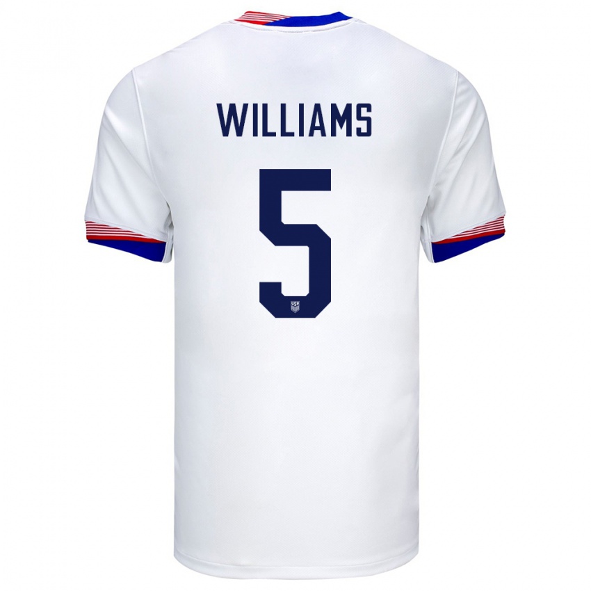 Børn Usa Thomas Williams #5 Hvid Hjemmebane Spillertrøjer 24-26 Trøje T-Shirt