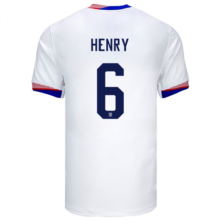 Børn Usa Kobi Henry #6 Hvid Hjemmebane Spillertrøjer 24-26 Trøje T-Shirt