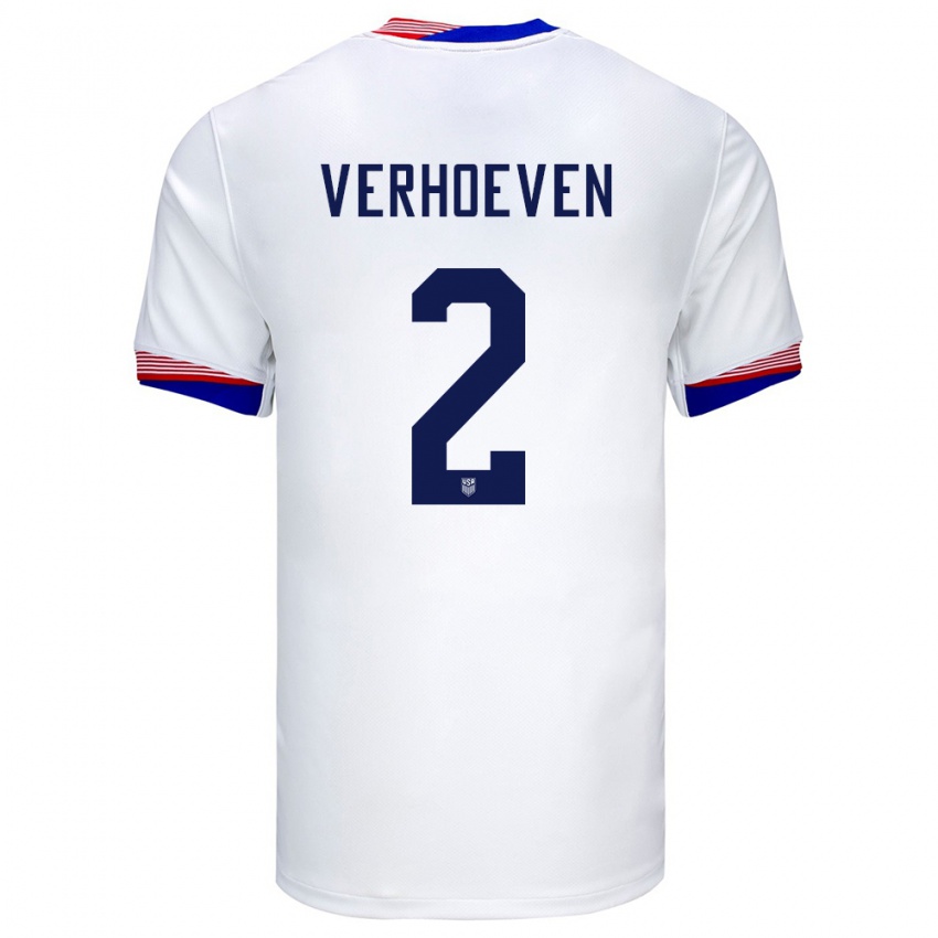 Børn Usa Oscar Verhoeven #2 Hvid Hjemmebane Spillertrøjer 24-26 Trøje T-Shirt