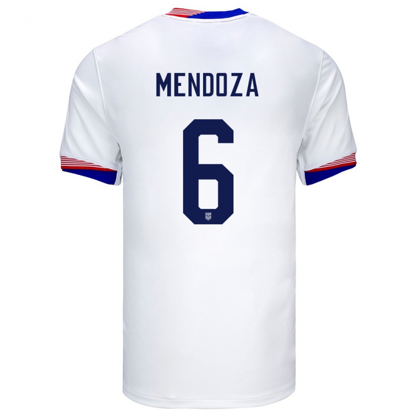 Børn Usa Edwyn Mendoza #6 Hvid Hjemmebane Spillertrøjer 24-26 Trøje T-Shirt
