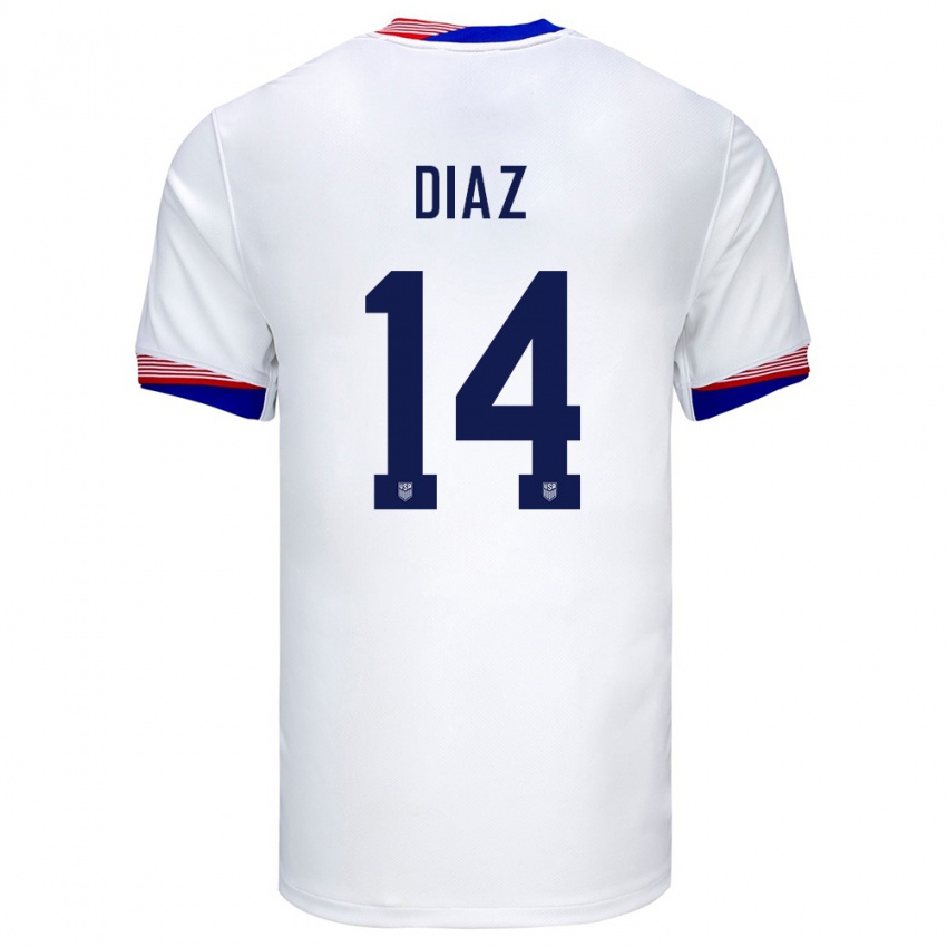 Børn Usa Christian Diaz #14 Hvid Hjemmebane Spillertrøjer 24-26 Trøje T-Shirt