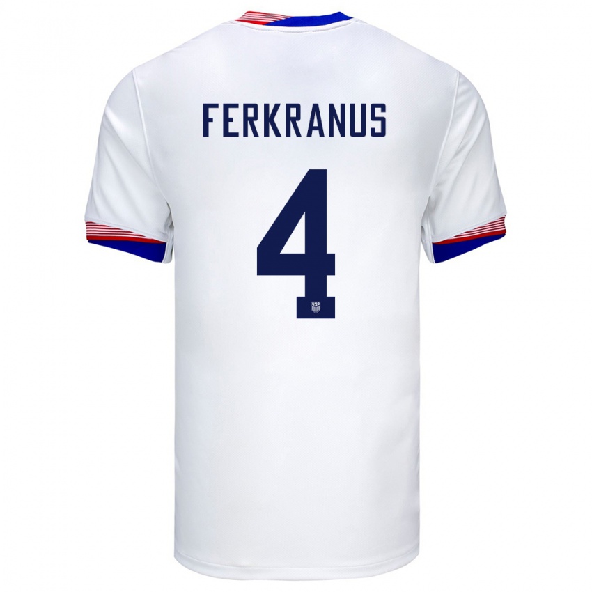 Børn Usa Marcus Ferkranus #4 Hvid Hjemmebane Spillertrøjer 24-26 Trøje T-Shirt