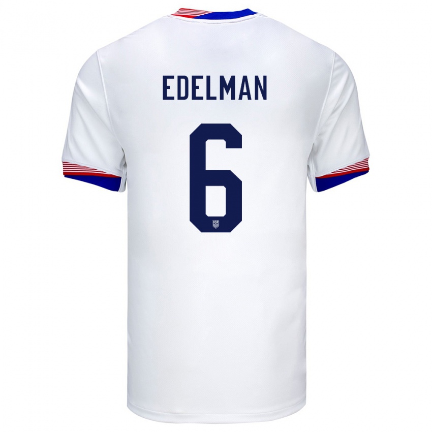 Børn Usa Daniel Edelman #6 Hvid Hjemmebane Spillertrøjer 24-26 Trøje T-Shirt