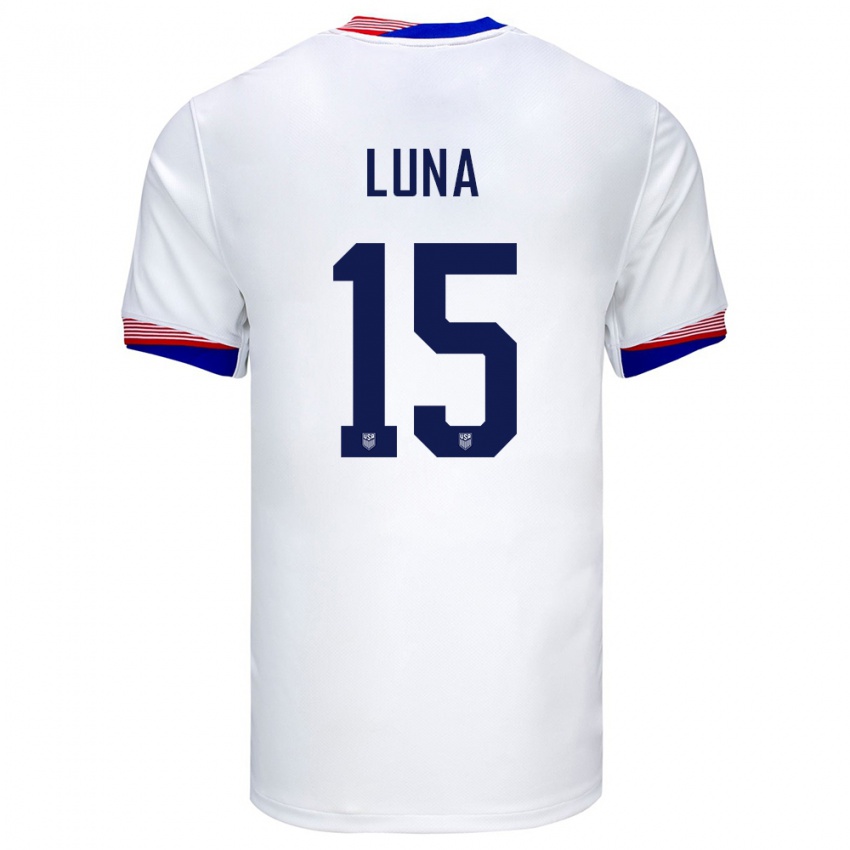 Børn Usa Diego Luna #15 Hvid Hjemmebane Spillertrøjer 24-26 Trøje T-Shirt