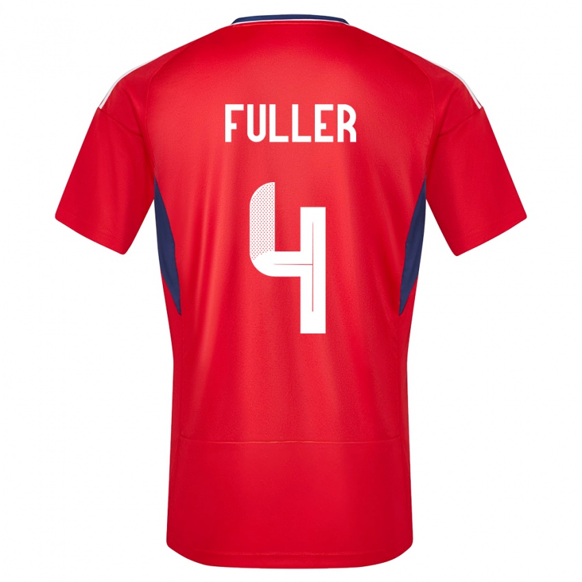 Børn Costa Rica Keysher Fuller #4 Rød Hjemmebane Spillertrøjer 24-26 Trøje T-Shirt