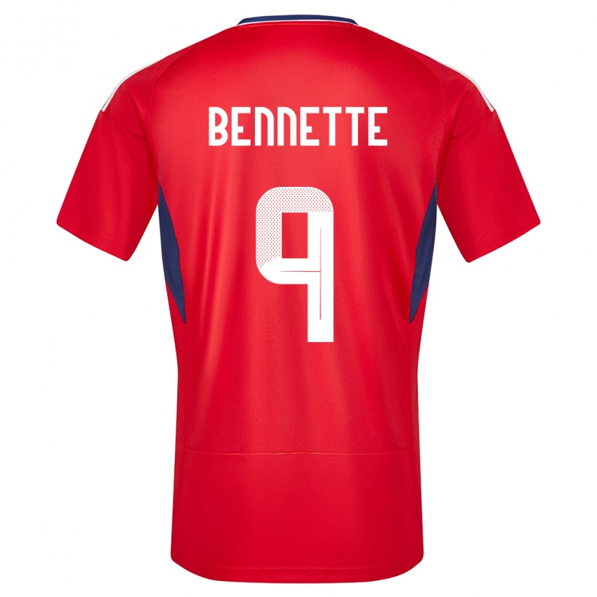 Børn Costa Rica Jewison Bennette #9 Rød Hjemmebane Spillertrøjer 24-26 Trøje T-Shirt