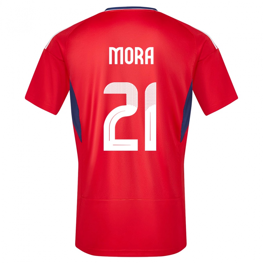 Børn Costa Rica Carlos Mora #21 Rød Hjemmebane Spillertrøjer 24-26 Trøje T-Shirt