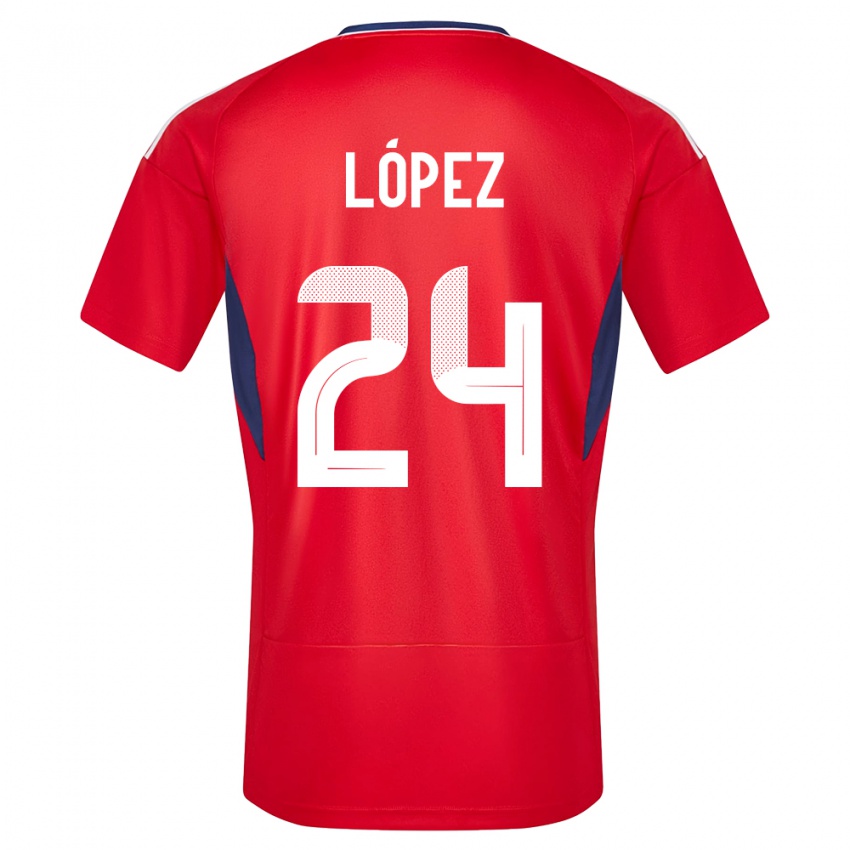 Børn Costa Rica Douglas Lopez #24 Rød Hjemmebane Spillertrøjer 24-26 Trøje T-Shirt