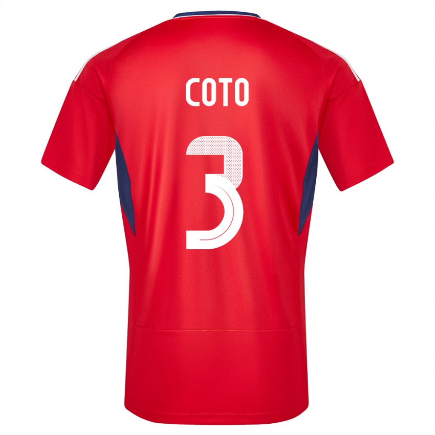 Børn Costa Rica Maria Coto #3 Rød Hjemmebane Spillertrøjer 24-26 Trøje T-Shirt