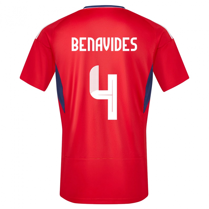 Børn Costa Rica Mariana Benavides #4 Rød Hjemmebane Spillertrøjer 24-26 Trøje T-Shirt