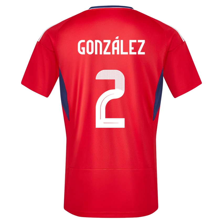 Børn Costa Rica Julian Gonzalez #2 Rød Hjemmebane Spillertrøjer 24-26 Trøje T-Shirt