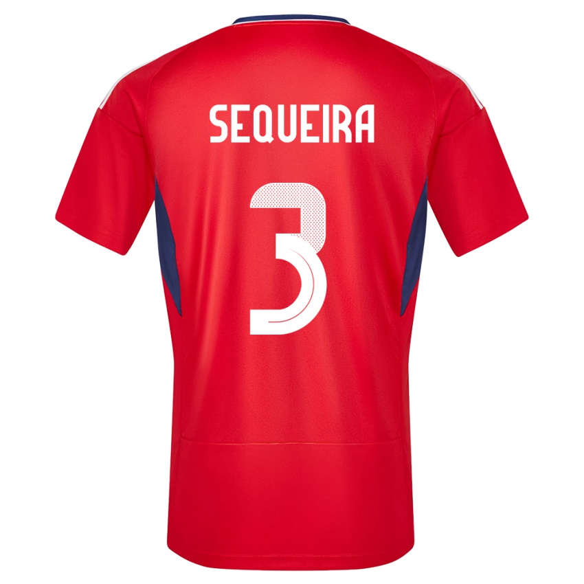 Børn Costa Rica Douglas Sequeira #3 Rød Hjemmebane Spillertrøjer 24-26 Trøje T-Shirt