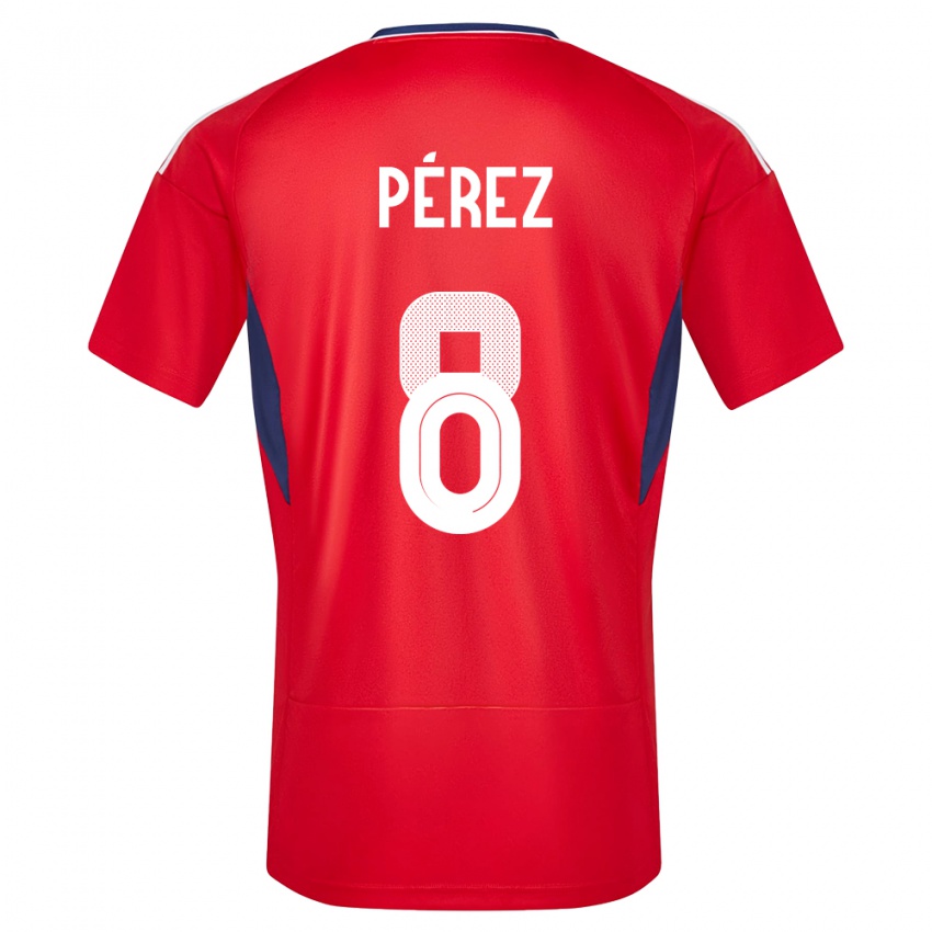 Børn Costa Rica Creichel Perez #8 Rød Hjemmebane Spillertrøjer 24-26 Trøje T-Shirt