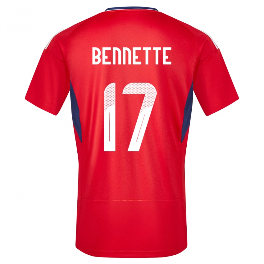 Børn Costa Rica Jewison Bennette #17 Rød Hjemmebane Spillertrøjer 24-26 Trøje T-Shirt